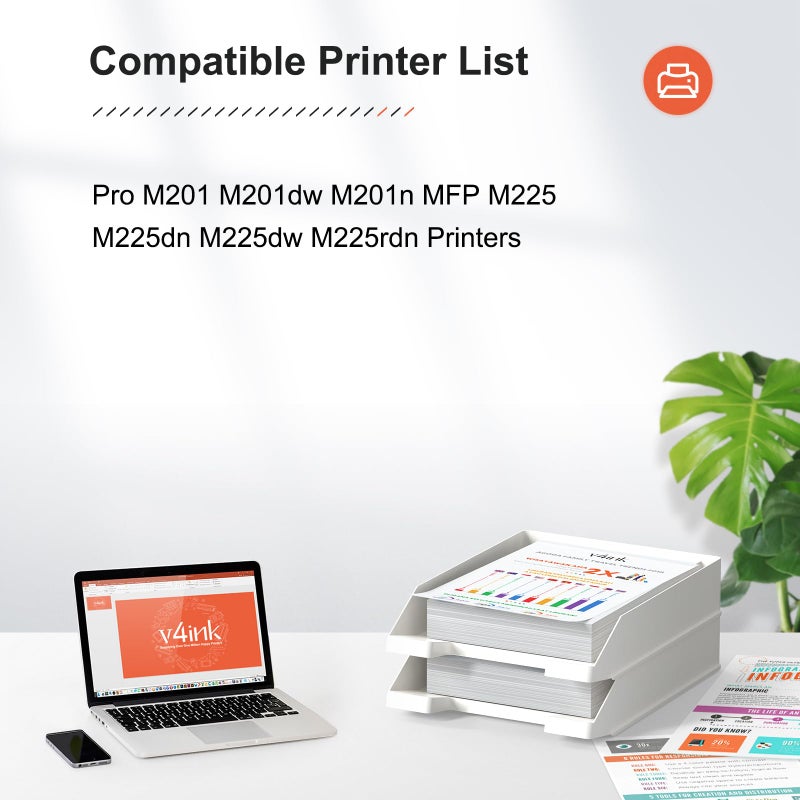 v4ink Compatible CF283X Toner Cartridge Replacement for HP 83X CF283X 83A CF283A for use in HP LaserJet Pro M201 M201dw M201n MFP M225 M225dn M225dw M225rdn Series Printer (Black, 2 Pack) - Image 2